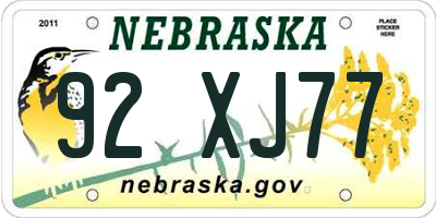 NE license plate 92XJ77