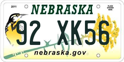 NE license plate 92XK56