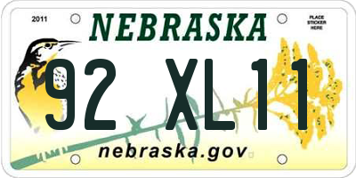 NE license plate 92XL11