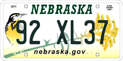 NE license plate 92XL37