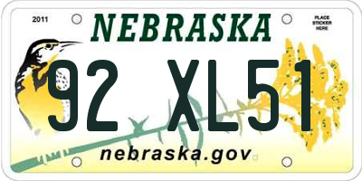NE license plate 92XL51