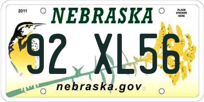 NE license plate 92XL56