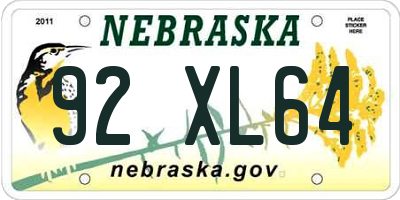 NE license plate 92XL64