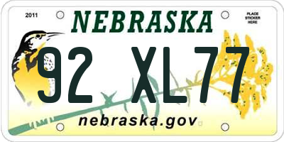 NE license plate 92XL77
