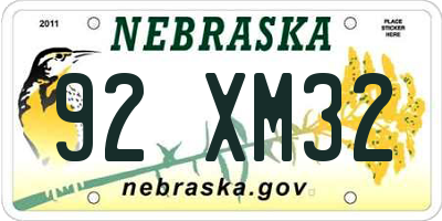 NE license plate 92XM32