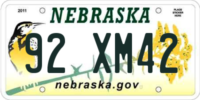 NE license plate 92XM42