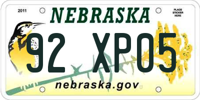 NE license plate 92XP05