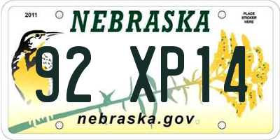 NE license plate 92XP14