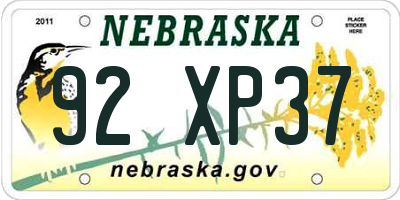 NE license plate 92XP37