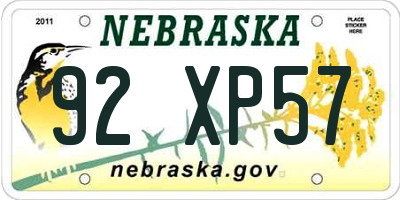 NE license plate 92XP57