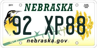 NE license plate 92XP88