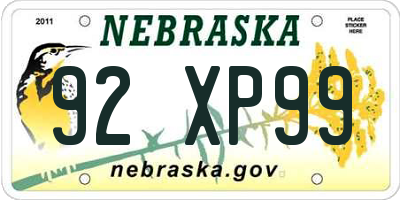NE license plate 92XP99