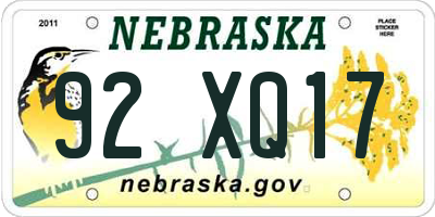 NE license plate 92XQ17