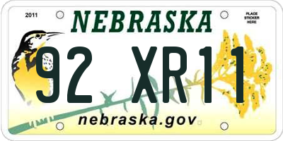 NE license plate 92XR11