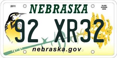 NE license plate 92XR32