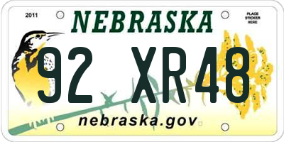 NE license plate 92XR48