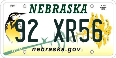 NE license plate 92XR56