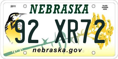 NE license plate 92XR72