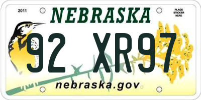 NE license plate 92XR97