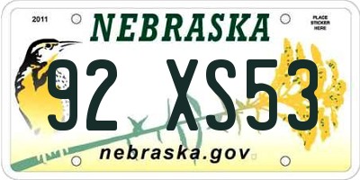 NE license plate 92XS53