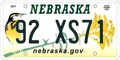 NE license plate 92XS71