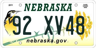 NE license plate 92XV48