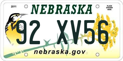 NE license plate 92XV56