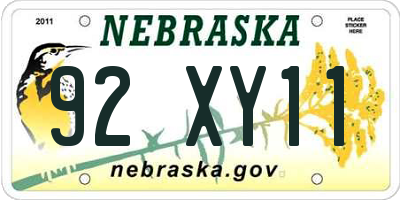 NE license plate 92XY11