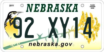 NE license plate 92XY14