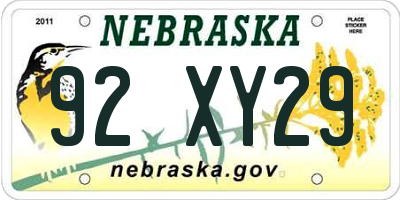 NE license plate 92XY29
