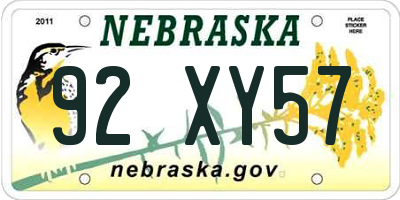 NE license plate 92XY57