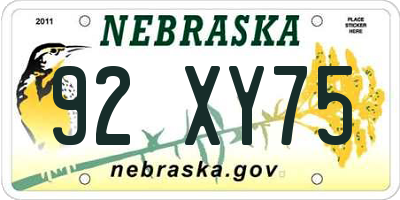NE license plate 92XY75