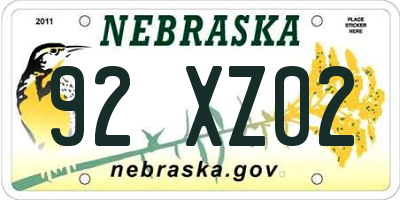 NE license plate 92XZ02