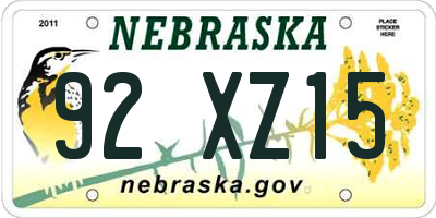 NE license plate 92XZ15