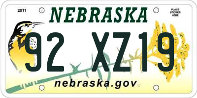 NE license plate 92XZ19