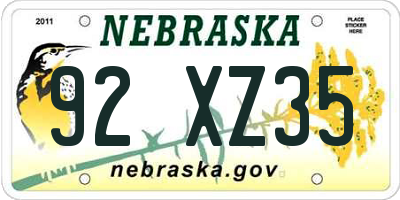 NE license plate 92XZ35
