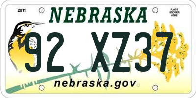 NE license plate 92XZ37