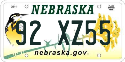 NE license plate 92XZ55