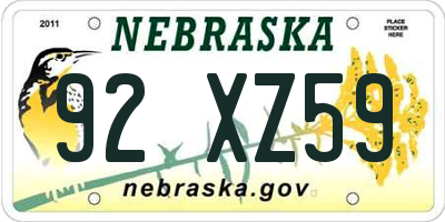 NE license plate 92XZ59