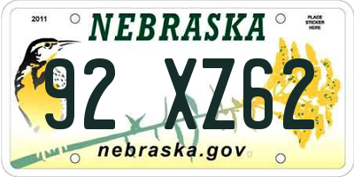 NE license plate 92XZ62