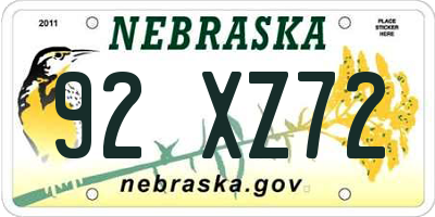 NE license plate 92XZ72