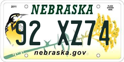 NE license plate 92XZ74