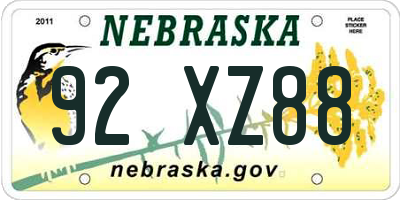NE license plate 92XZ88