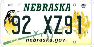 NE license plate 92XZ91