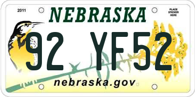 NE license plate 92YF52