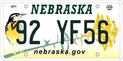 NE license plate 92YF56
