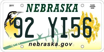 NE license plate 92YI56