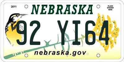 NE license plate 92YI64