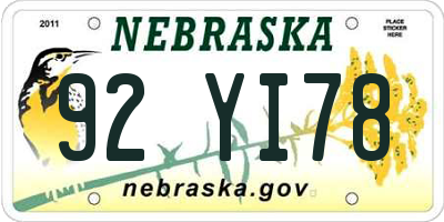 NE license plate 92YI78