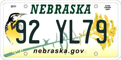 NE license plate 92YL79